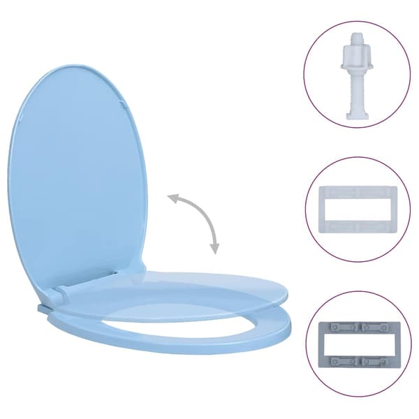 vidaXL Soft Close toiletsæde, blå, oval