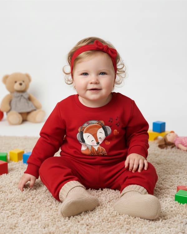 BØRNEPYJAMAS 92 TIL PIGER 100% bomuld RED FOX