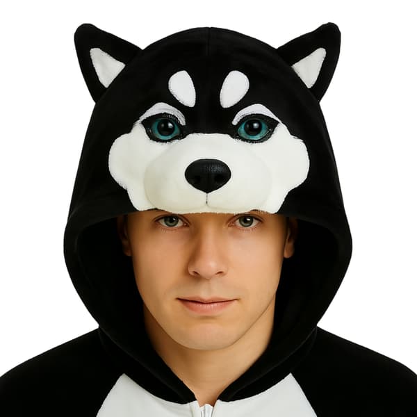 Kigurumi Pyjamas Kostume Sort Husky M: 145 - 155cm