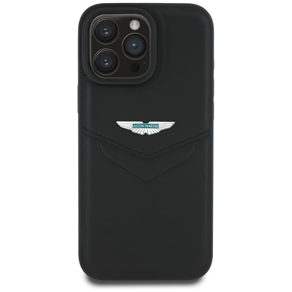 Aston Martin HC Læderetui i Victory Design til iPhone 16 Pro Max, Sort