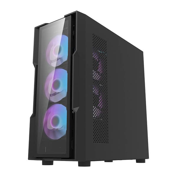 Darkflash DK431 Glas Computerkabinet (Sort) + 4 RGB Blæsere