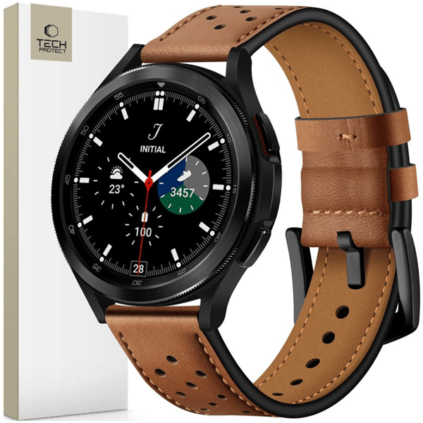 TECH-PROTECT LÆDER SAMSUNG GALAXY WATCH 4 / 5 / 5 PRO / 6 / 7 / FE BRUN
