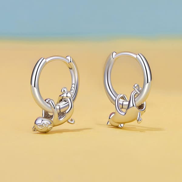 Silverörhängen med hängande katter, ringar, spännen, silver 925