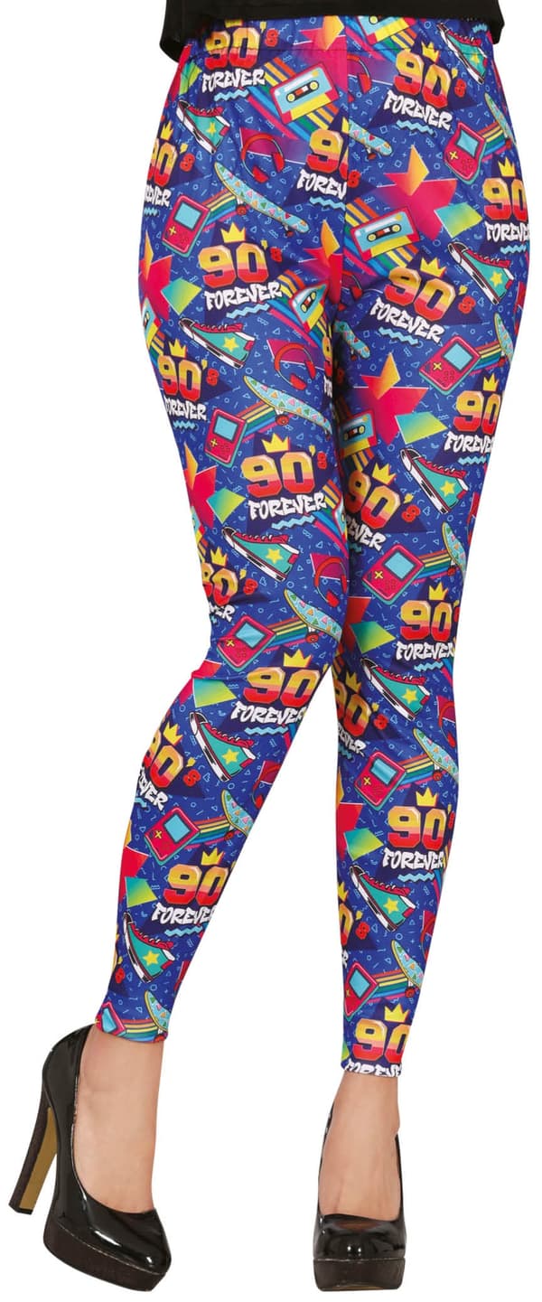 Farverige Disco Leggings 90'er M