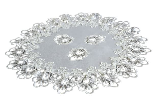 Rund cremefarvet serviet diameter 60 guipure