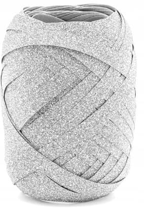 Kokonbånd, glitter sølv, 10m, 1 stk.