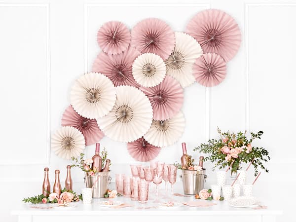 Dekorative rosetter, snavsede pink, 3 stk.