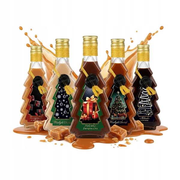 JULGRANSflaska 250 ml HANDDEKORERADE flaskor för juldekoration 250 ml