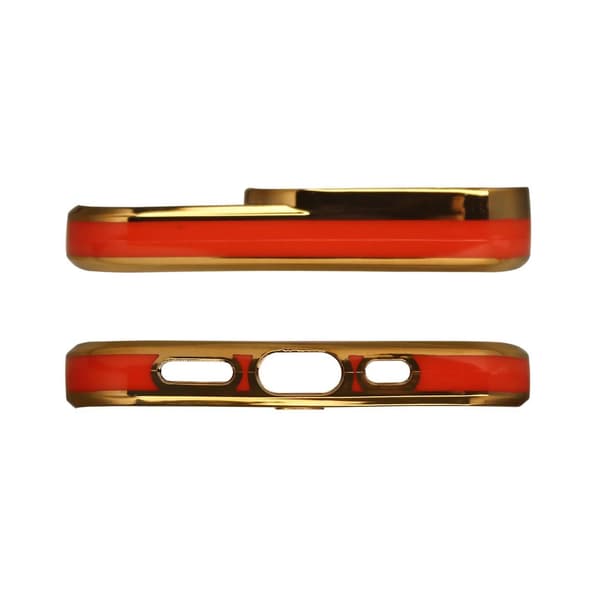 Fashion Case iPhone 12 Pro Max Gelskal med Guldram Rött