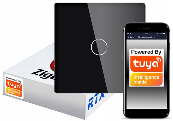 Touch-brytare SVART 1-krets ZigBee TUYA RTX SH
