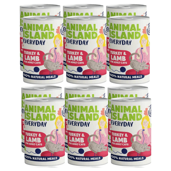 Vådfoder til katte ANIMAL ISLAND Kalkun og lam 12x400g