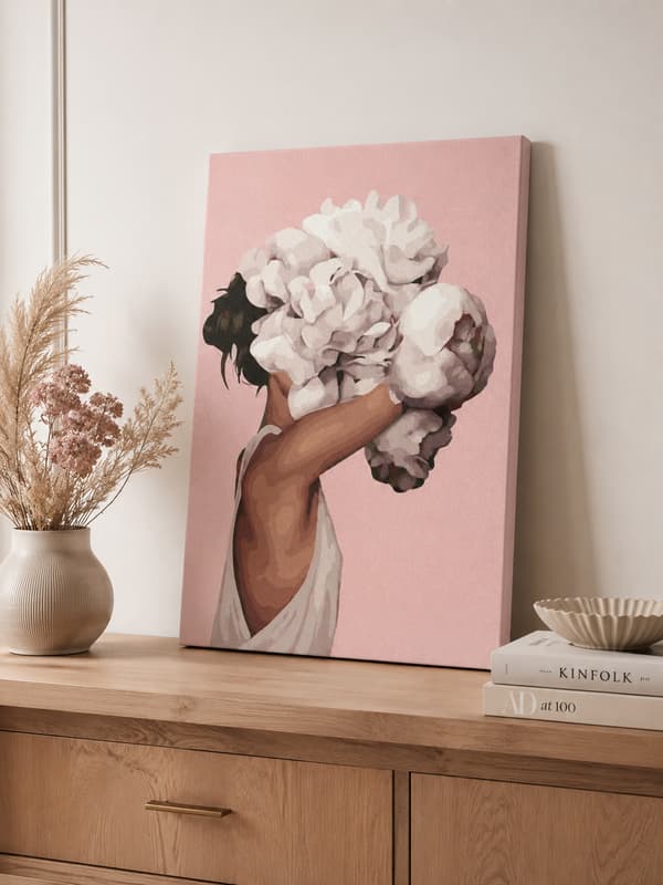 Målning med siffror blommor buketten med pioner 40x50 cm