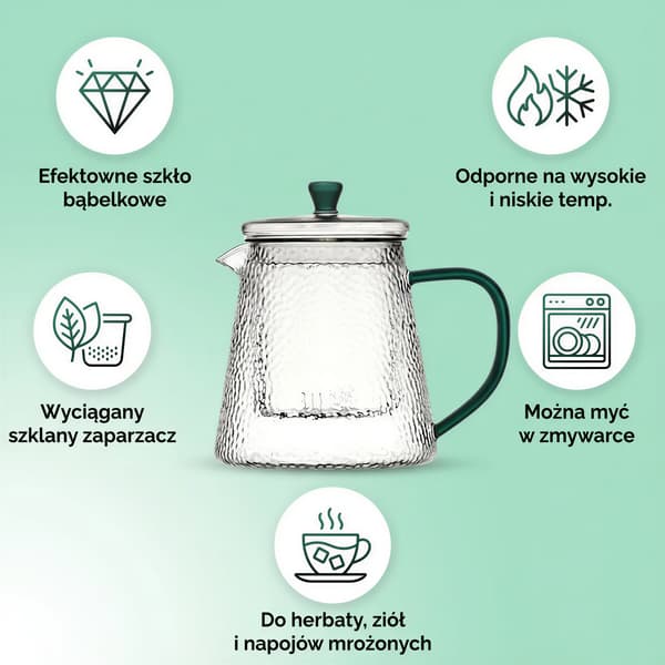 GLASKANDE TEIINFUSER 1L TRANSPARENT BOROSILIKATGLAS