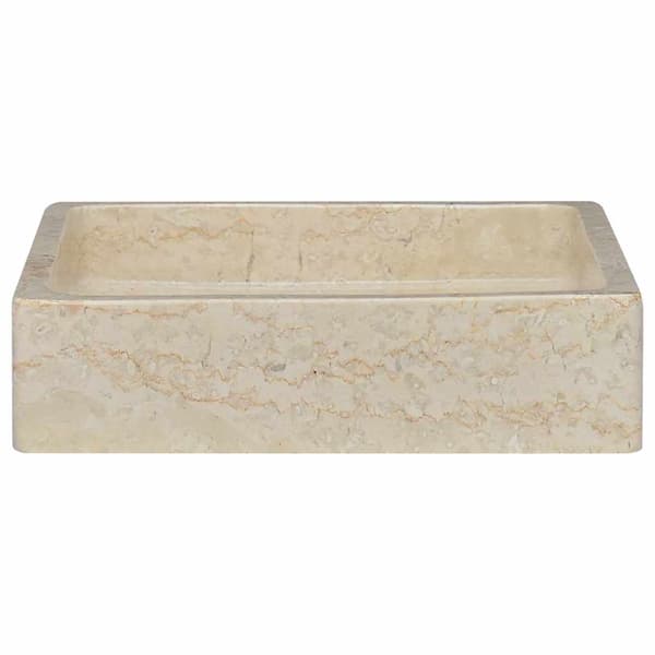 vidaXL Handfat, Creme, 40x40x10 cm, Marmor