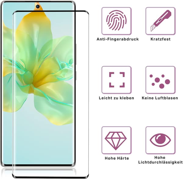 2x 9H Hærdet glas til Honor 80 med sorte buede strimler, holdbare