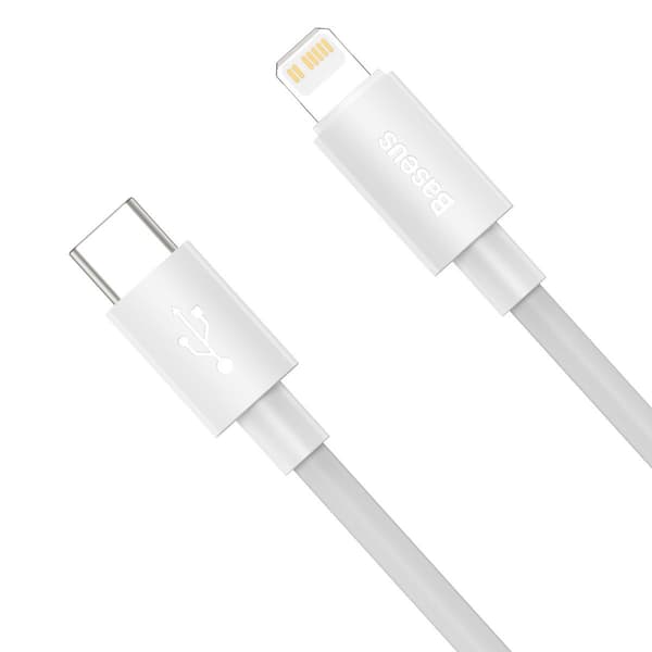 Baseus Simple Wisdom USB-C til Lightning-kabel, PD, 20W, 1,5m (hvid) 2 stk.