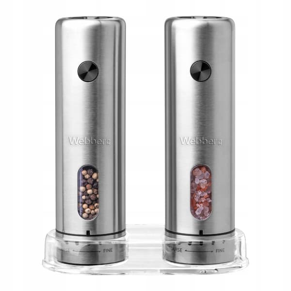 ELEKTRISK PEPPAR- OCH SALTKVARN, BATTERIDRIVEN, USB, 2 ST, INOX, WEBBER