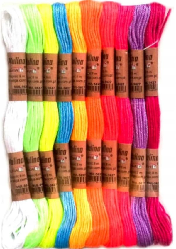 Broderitrådar, garn, blandade färger, 8m, 10 st.