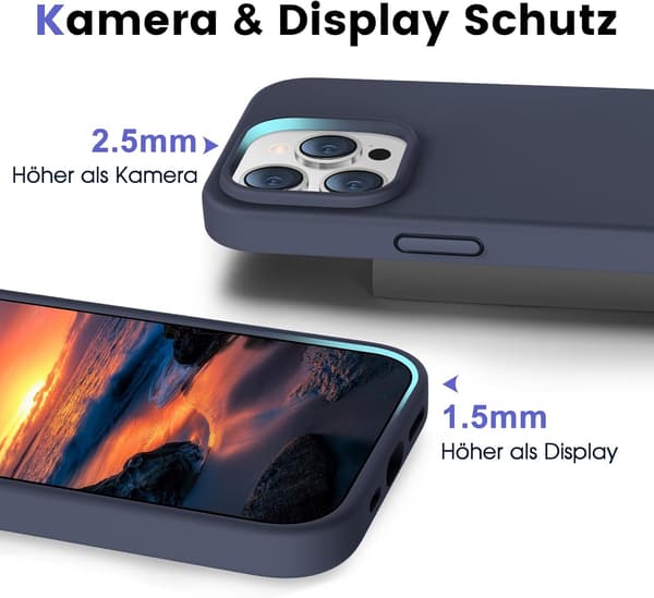 FODRAL TILL APPLE IPHONE 14 PRO, SILIKON, MARINBLÅ BAKSIDA