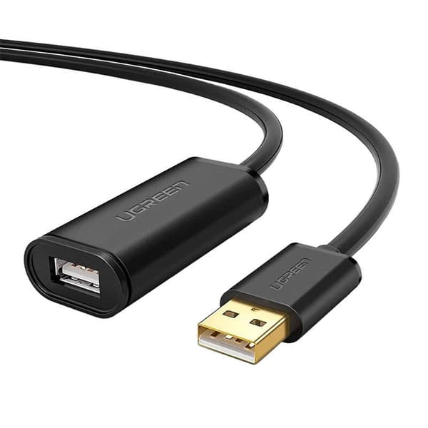 UGREEN US121 USB 2.0 förlängningskabel, aktiv, 10m (svart)