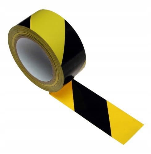 Scley gul og sort advarselstape 48 mm x 33 m