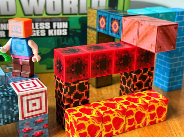 MAGNETISKE BLOKKE PIXELTERNINGER 100 EL + 2 FIGURER STÆRKE 3D-MAGNETER
