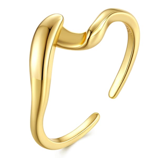 Förgylld silveruniversalring i vågform, 925 silver