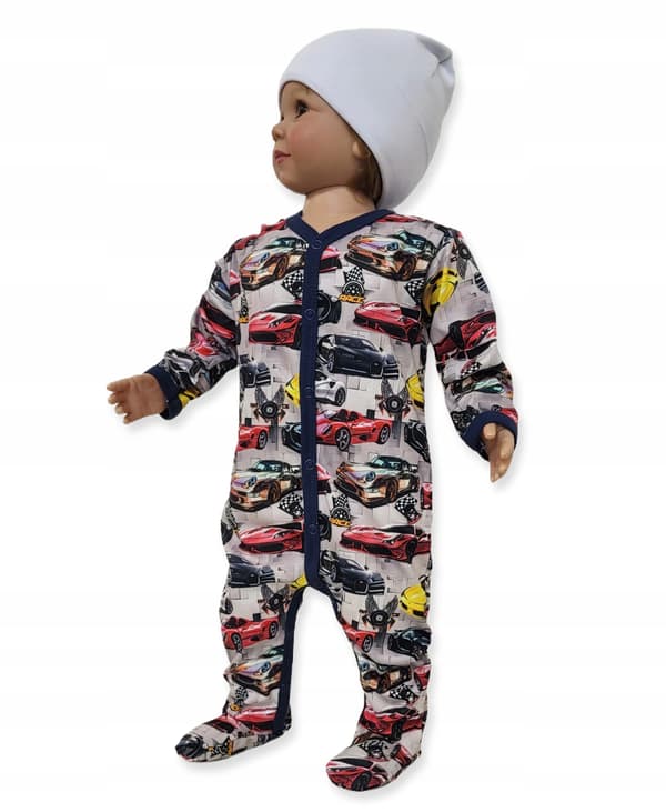 Børnepyjamas hel knappet 98 100% bomuld med biler