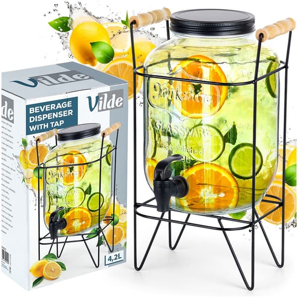 Juomapurkki hanalla ja mustalla telineellä 4,2 l