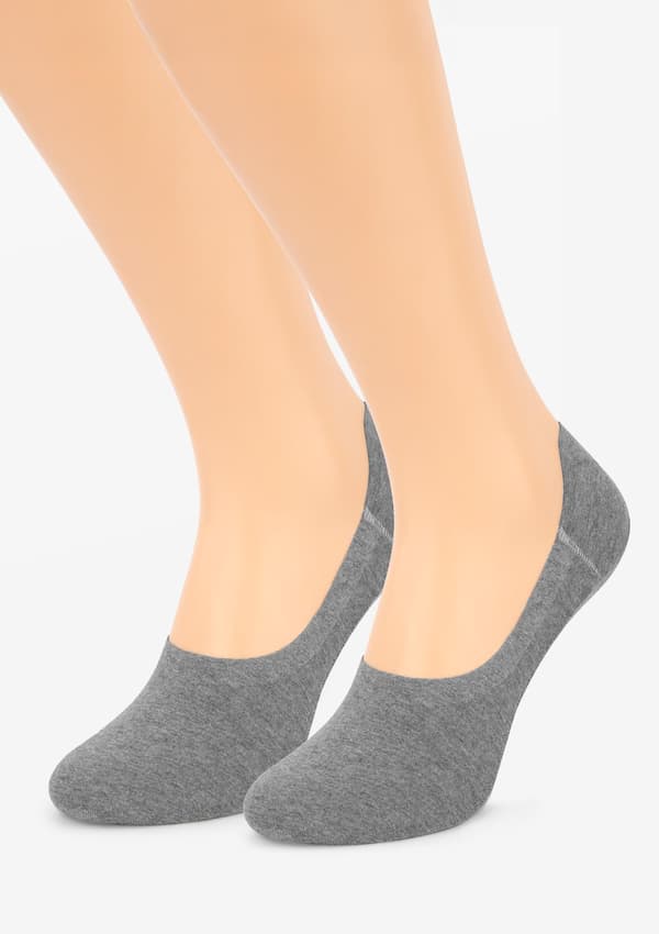 Släta grå unisex ankelsockor med silikon - Discreet 35/38