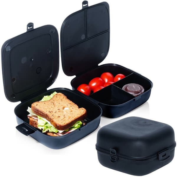 Frokostbeholder delt madkasse sort 2x700 ml
