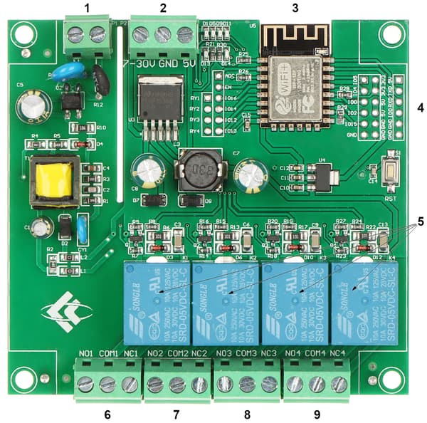 ESP12-4R-MV Wi-Fi-relemodaali