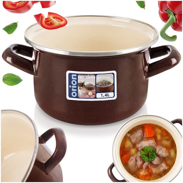 Emaillerad gryta brun 16 cm, 1,4 l