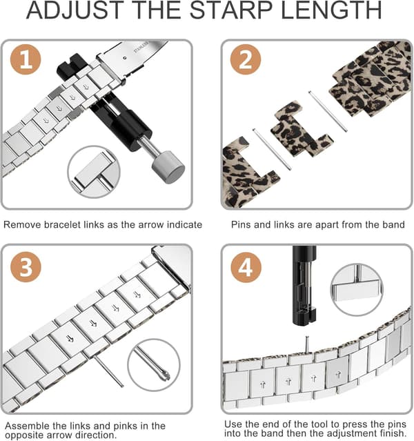 URARMBÅND TIL Fitbit Versa/Versa 2/LITE LEOPARDBRUN STÅL
