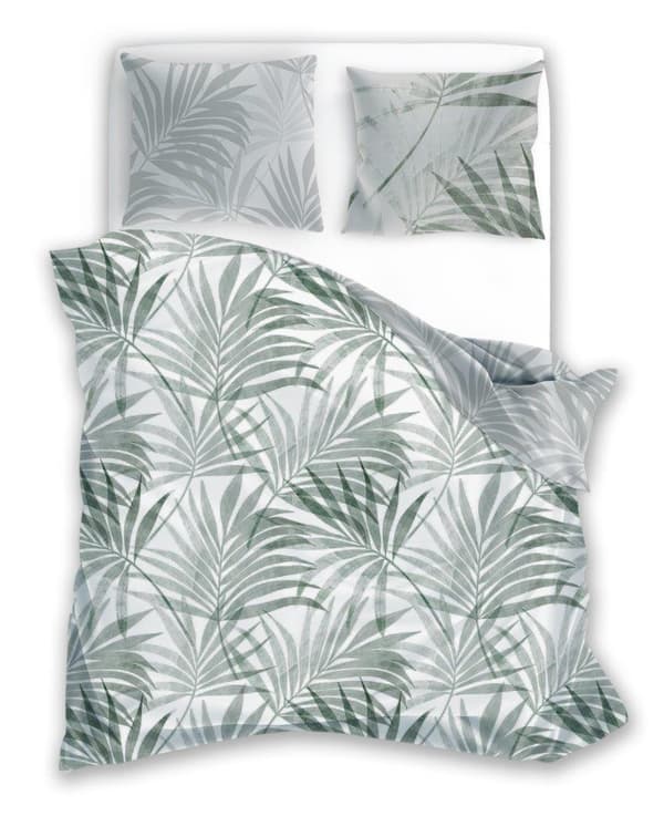 Satin Sengetøj 140x200 Milagro Blade Blomster Mintgrøn