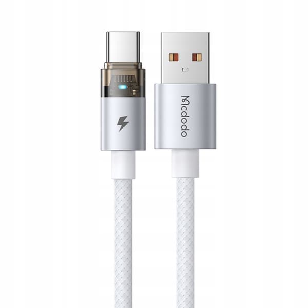 MCDODO KABEL USB-A USB-C SNABBLADDNING USB TYP C 6A 100W 1M LED VIT