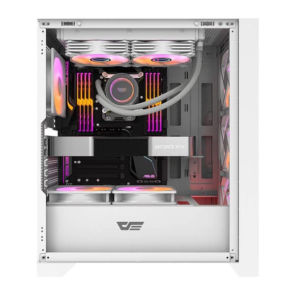Darkflash DRX70 MESH computerkabinet (hvid) + 4 RGB-blæsere