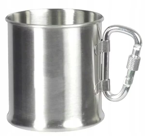 Resemugg i rostfritt stål med karbinhake 250 ml, polerad krom