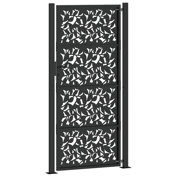 vidaXL havelåge sort 105x205 cm stålbladmønster