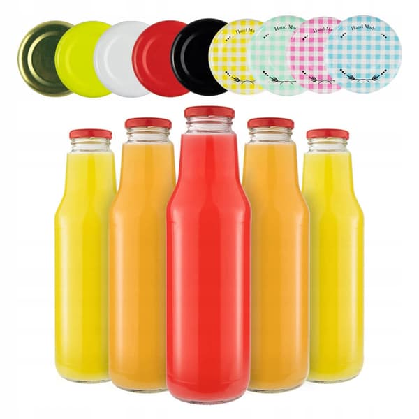 KUBUŚ Flaska 750ml för juice, sirap, mjölk + LOCK Glasflaskor
