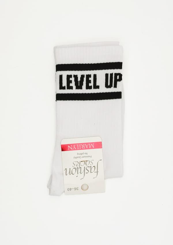 Puuvillaiset sukat tekstillä - SVL Level 36/40 VALKOINEN
