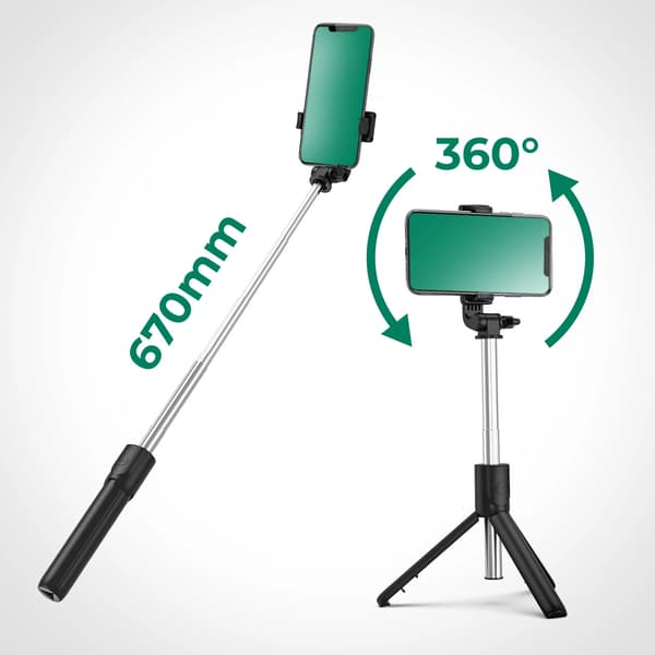Selfiestang WRY1S teleskopisk stativ 0,7m til telefon - sort