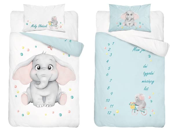 Babysängkläderset 100x135 Elefant BOMULL