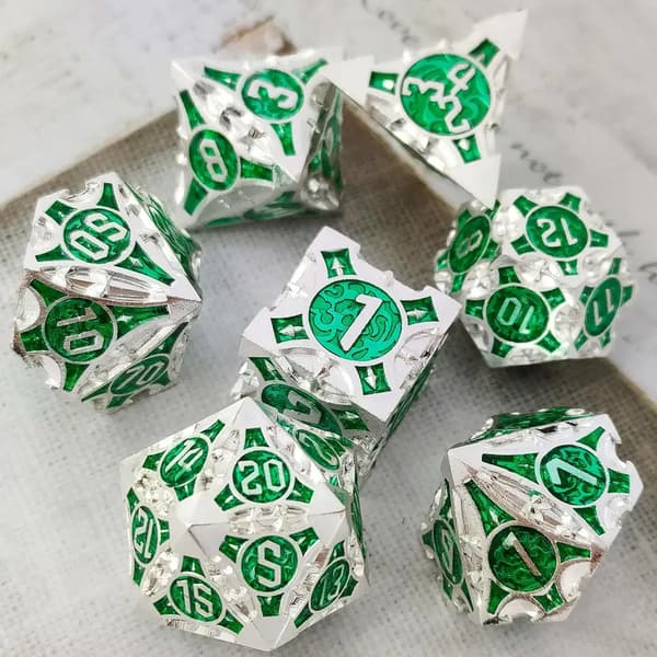 Elverrådet RPG terningsæt med 7 metalterninger