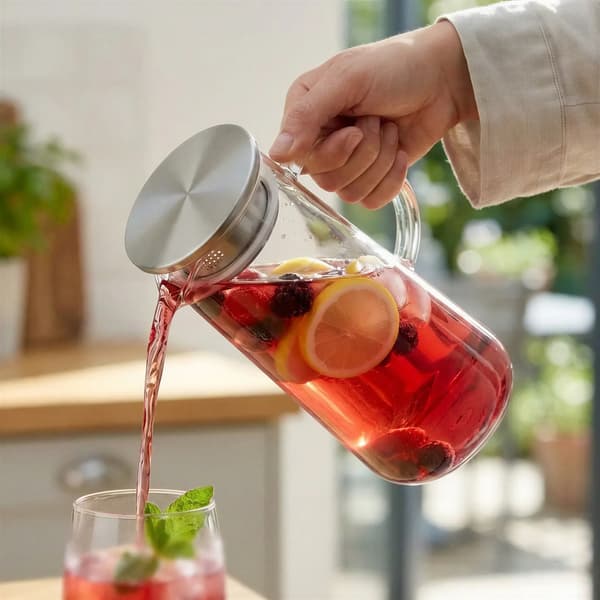 1,3L GLASKANDE MED LÅG TIL SERVERING AF TE, VAND, JUICE OG GLØGG