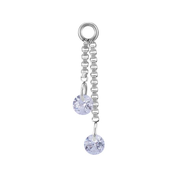 Charmkæde med hvide zirkoner - sølv - D-071 30 mm
