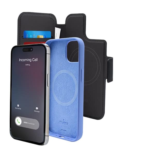 PURO Folio MagSafe -kotelo - iPhone 15 Plus / 14 Plus / 12 Pro Max -kotelo (musta)