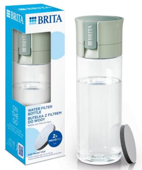 Brita Vital suodattava pullo 0,6 l vihreä ja 2 MicroDisc suodatinta