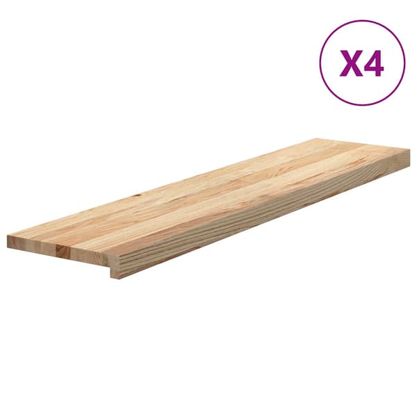 vidaXL trappetrin, 4 stk., ubehandlet 110x25x2 cm massivt egetræ