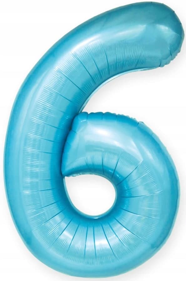 Folieballon nummer 6 SEKSER pastelblå 100cm